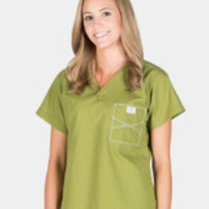 Blue Sky Olive Green Women's Scrub Top